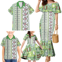 Hawaii Makahiki Turtle Family Matching Mermaid Dress and Hawaiian Shirt Green Tapa Pattern LT05 - Polynesian Pride