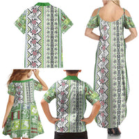Hawaii Makahiki Turtle Family Matching Summer Maxi Dress and Hawaiian Shirt Green Tapa Pattern LT05 - Polynesian Pride