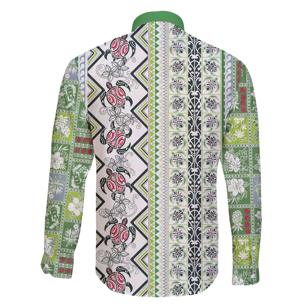 Hawaii Makahiki Turtle Family Matching Summer Maxi Dress and Hawaiian Shirt Green Tapa Pattern LT05 - Polynesian Pride