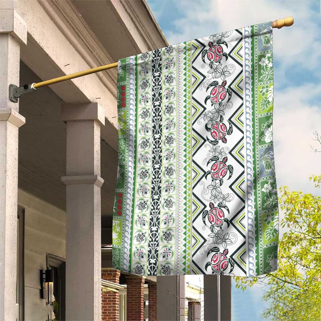 Hawaii Makahiki Turtle Garden Flag Green Tapa Pattern - Polynesian Pride