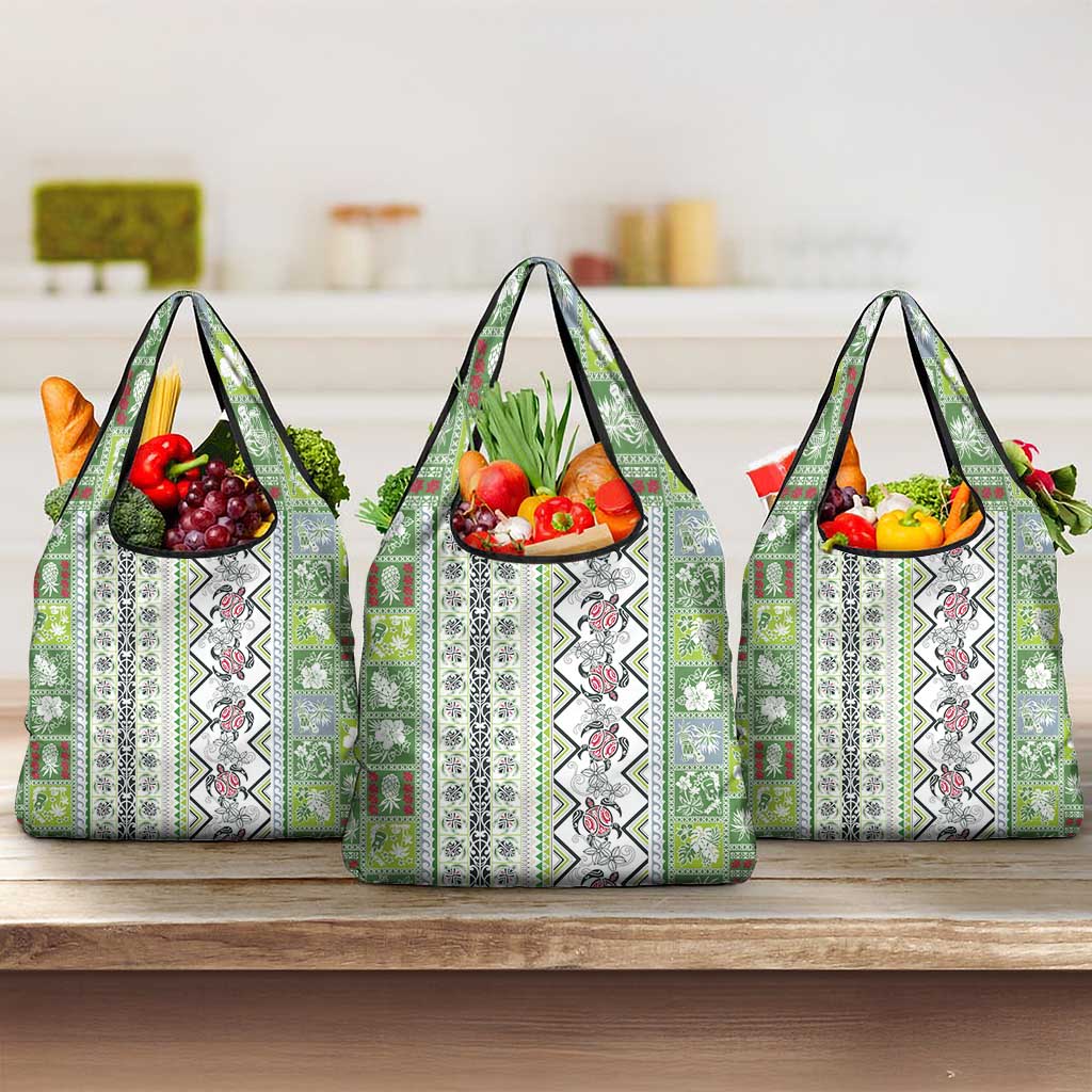 Hawaii Makahiki Turtle Grocery Bag Green Tapa Pattern - Polynesian Pride