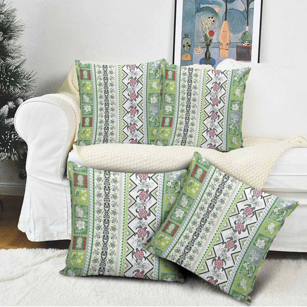 Hawaii Makahiki Turtle Pillow Cover Green Tapa Pattern - Polynesian Pride