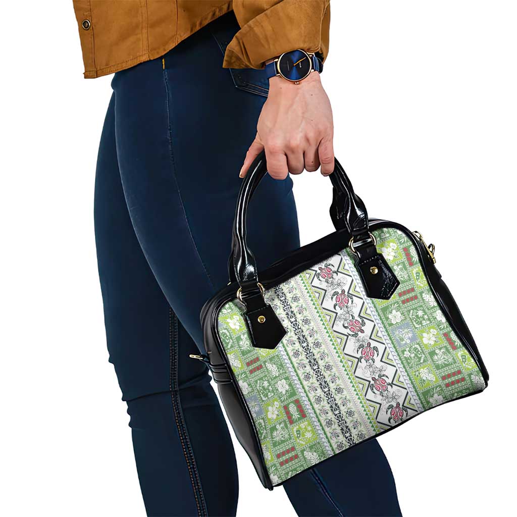 Hawaii Makahiki Turtle Shoulder Handbag Green Tapa Pattern - Polynesian Pride