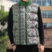 Hawaii Makahiki Turtle Sleeveless Puffer Jacket Green Tapa Pattern - Polynesian Pride