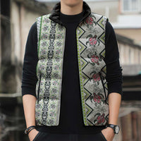 Hawaii Makahiki Turtle Sleeveless Puffer Jacket Green Tapa Pattern - Polynesian Pride