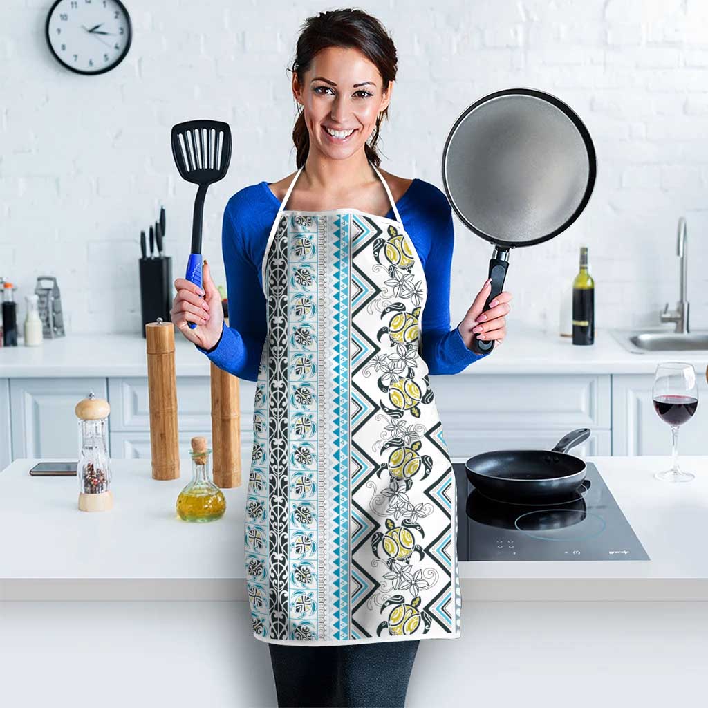 Hawaii Makahiki Turtle Apron Blue Tapa Pattern - Polynesian Pride