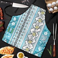 Hawaii Makahiki Turtle Apron Blue Tapa Pattern - Polynesian Pride