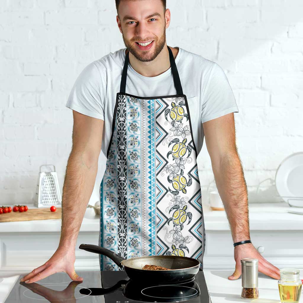 Hawaii Makahiki Turtle Apron Blue Tapa Pattern - Polynesian Pride
