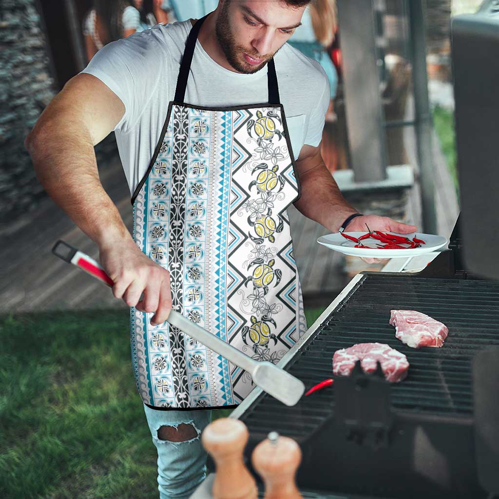 Hawaii Makahiki Turtle Apron Blue Tapa Pattern - Polynesian Pride