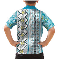 Hawaii Makahiki Turtle Family Matching Mermaid Dress and Hawaiian Shirt Blue Tapa Pattern LT05 - Polynesian Pride