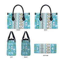 Hawaii Makahiki Turtle Leather Bag Blue Tapa Pattern - Polynesian Pride