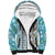 Hawaii Makahiki Turtle Sherpa Hoodie Blue Tapa Pattern - Polynesian Pride