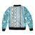 Hawaii Makahiki Turtle Sleeve Zip Bomber Jacket Blue Tapa Pattern - Polynesian Pride
