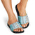 Hawaii Makahiki Turtle Slide Sandals Blue Tapa Pattern - Polynesian Pride
