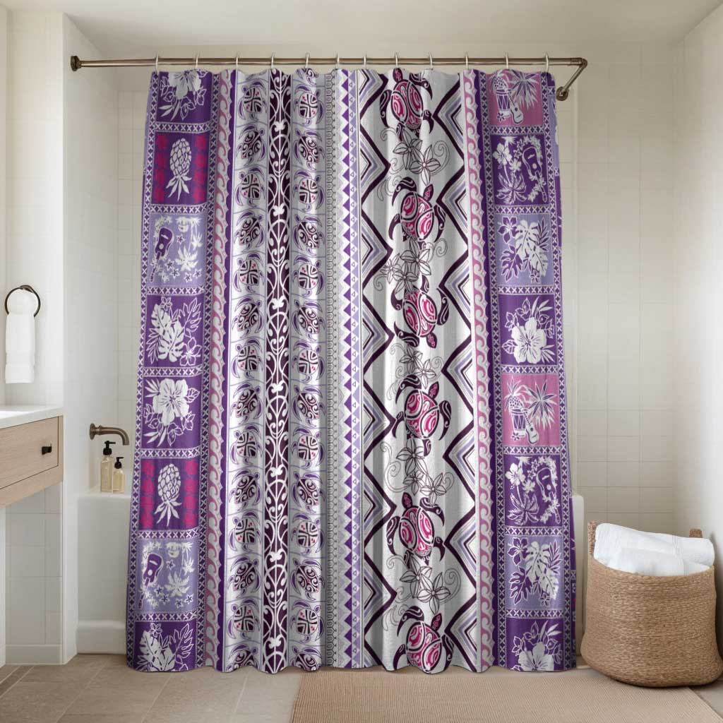 Hawaii Makahiki Turtle Bathroom Set Violet Tapa Pattern - Polynesian Pride