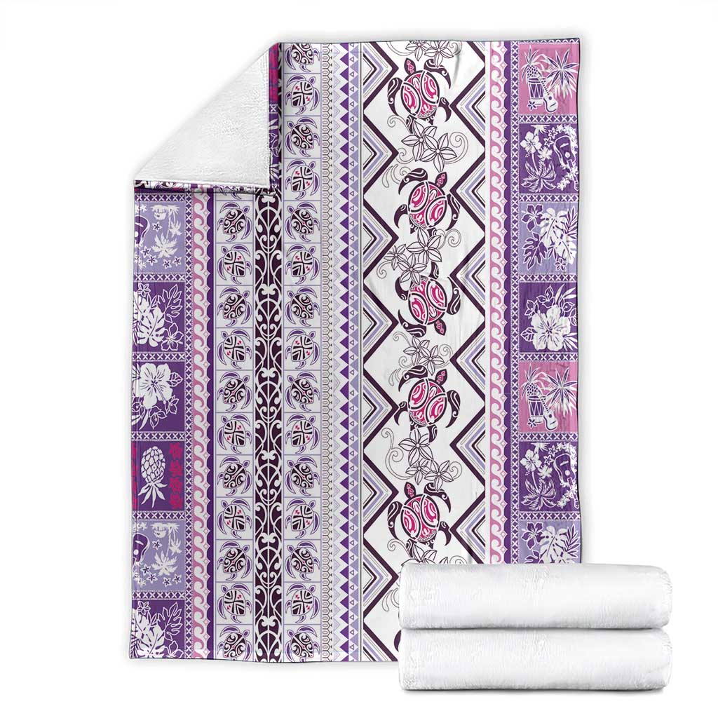 Hawaii Makahiki Turtle Blanket Violet Tapa Pattern - Polynesian Pride