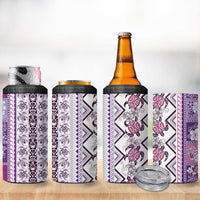 Hawaii Makahiki Turtle 4 in 1 Can Cooler Tumbler Violet Tapa Pattern LT05 - Polynesian Pride