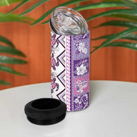 Hawaii Makahiki Turtle 4 in 1 Can Cooler Tumbler Violet Tapa Pattern LT05 - Polynesian Pride