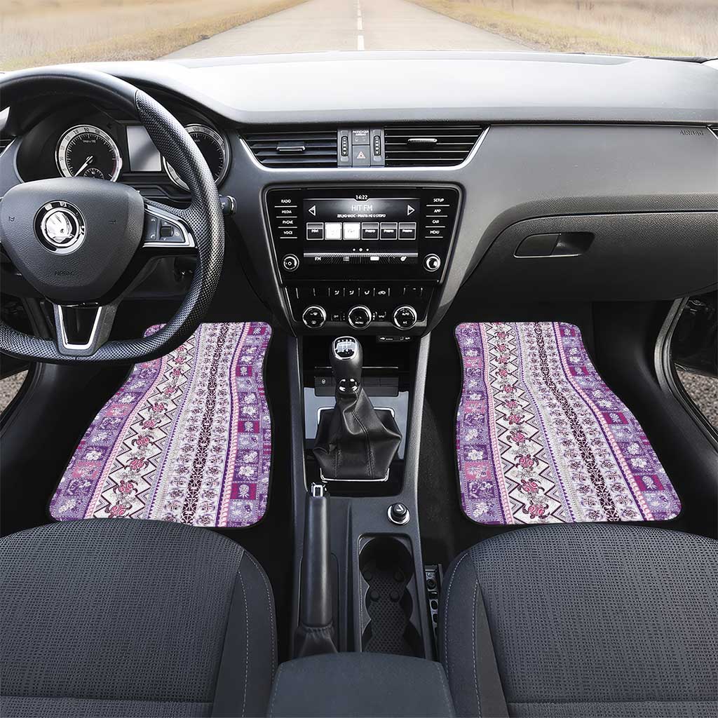 Hawaii Makahiki Turtle Car Mats Violet Tapa Pattern - Polynesian Pride