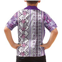 Hawaii Makahiki Turtle Family Matching Mermaid Dress and Hawaiian Shirt Violet Tapa Pattern LT05 - Polynesian Pride