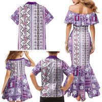 Hawaii Makahiki Turtle Family Matching Mermaid Dress and Hawaiian Shirt Violet Tapa Pattern LT05 - Polynesian Pride