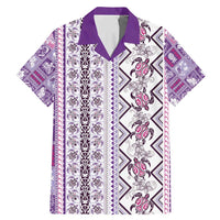 Hawaii Makahiki Turtle Family Matching Mermaid Dress and Hawaiian Shirt Violet Tapa Pattern LT05 Dad's Shirt - Short Sleeve Violet - Polynesian Pride