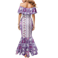 Hawaii Makahiki Turtle Family Matching Mermaid Dress and Hawaiian Shirt Violet Tapa Pattern LT05 - Polynesian Pride