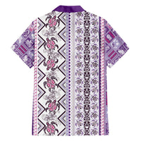 Hawaii Makahiki Turtle Family Matching Short Sleeve Bodycon Dress and Hawaiian Shirt Violet Tapa Pattern LT05 - Polynesian Pride