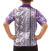 Hawaii Makahiki Turtle Family Matching Tank Maxi Dress and Hawaiian Shirt Violet Tapa Pattern LT05 - Polynesian Pride