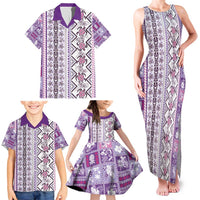 Hawaii Makahiki Turtle Family Matching Tank Maxi Dress and Hawaiian Shirt Violet Tapa Pattern LT05 - Polynesian Pride
