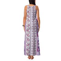 Hawaii Makahiki Turtle Family Matching Tank Maxi Dress and Hawaiian Shirt Violet Tapa Pattern LT05 - Polynesian Pride