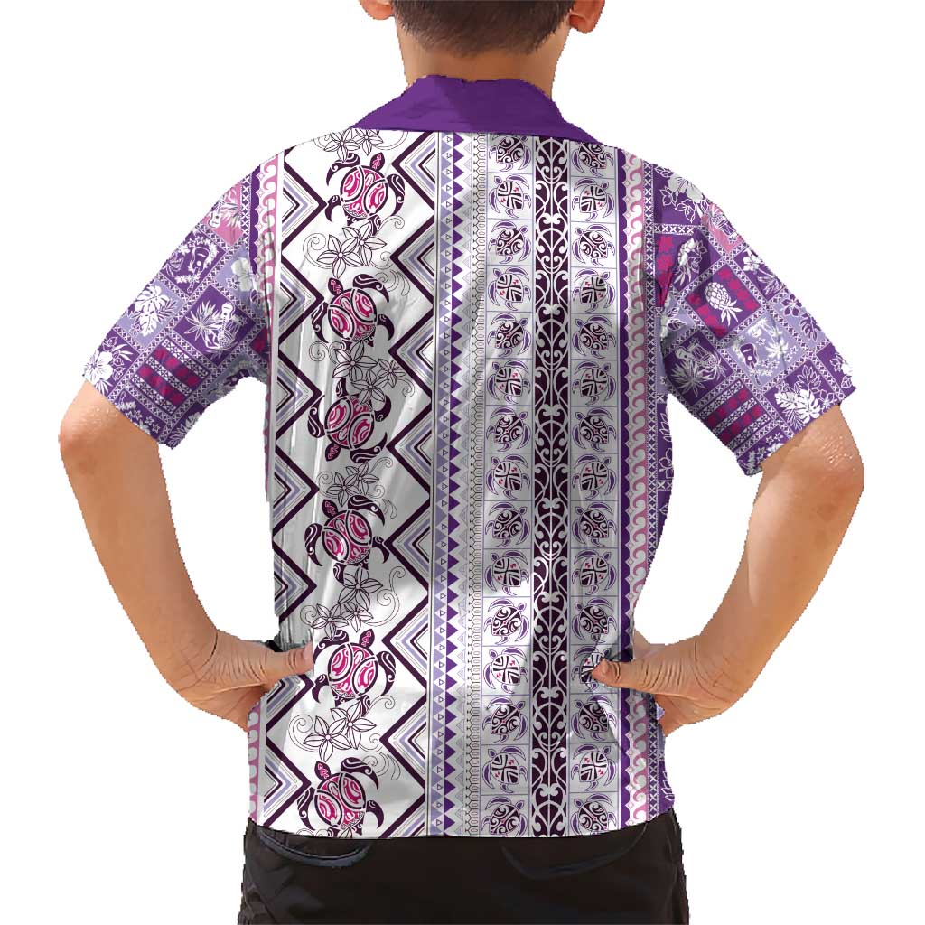 Hawaii Makahiki Turtle Hawaiian Shirt Violet Tapa Pattern - Polynesian Pride