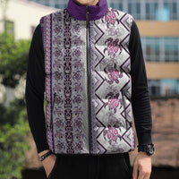 Hawaii Makahiki Turtle Sleeveless Puffer Jacket Violet Tapa Pattern - Polynesian Pride