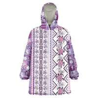 Hawaii Makahiki Turtle Wearable Blanket Hoodie Violet Tapa Pattern LT05 One Size Violet - Polynesian Pride