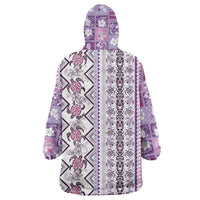 Hawaii Makahiki Turtle Wearable Blanket Hoodie Violet Tapa Pattern LT05 - Polynesian Pride