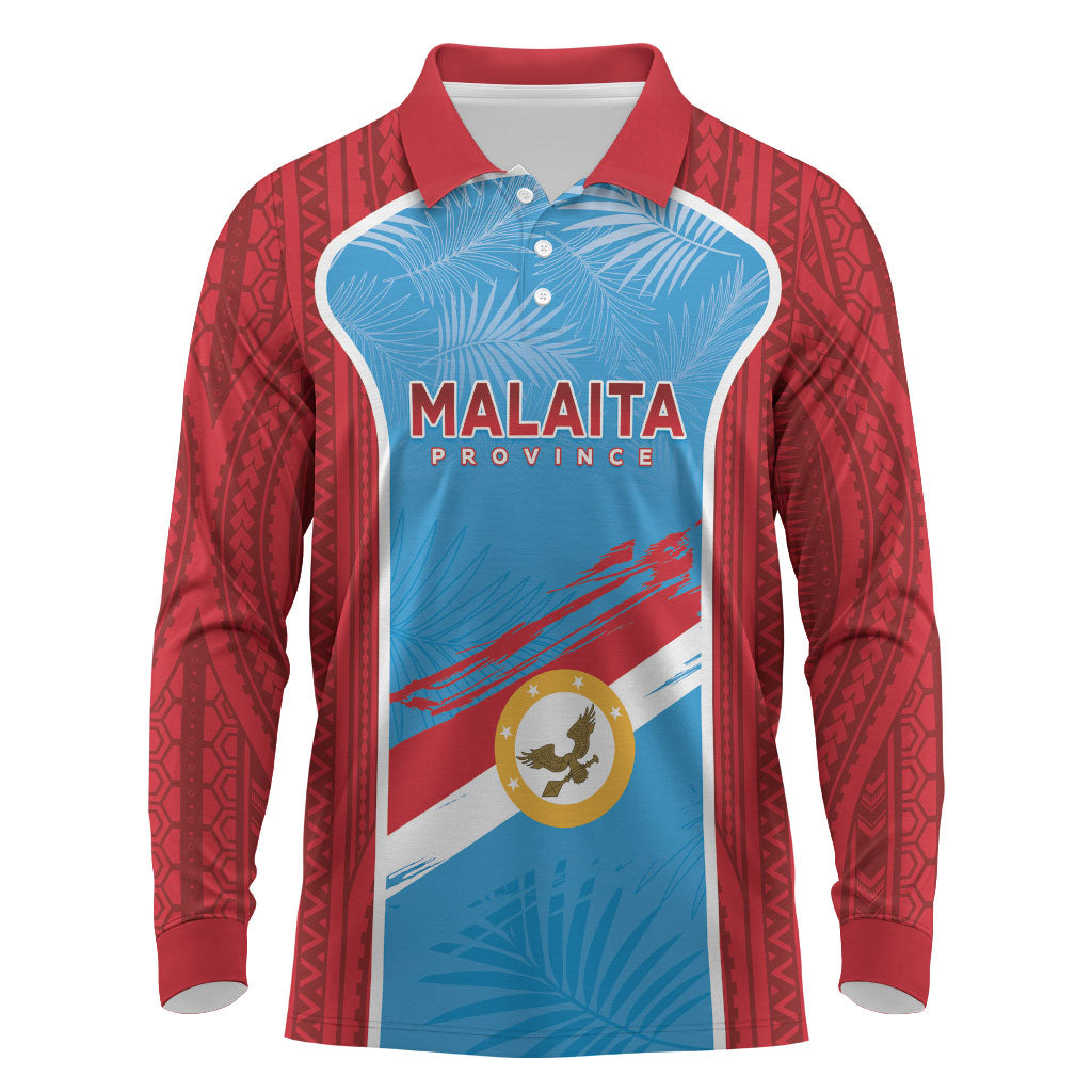 Personalised Malaita Province Day Long Sleeve Polo Shirt Unique Style LT05 Blue - Polynesian Pride