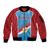 Personalised Malaita Province Day Sleeve Zip Bomber Jacket Unique Style LT05 Unisex Blue - Polynesian Pride