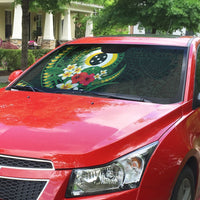 Solomon Islands Western Province Auto Sun Shade Polynesian Pattern With Tropical Flowers LT05 - Polynesian Pride