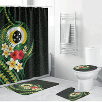 Solomon Islands Western Province Bathroom Set Polynesian Pattern With Tropical Flowers LT05 Bathroom Set (4 pcs) Green - Polynesian Pride