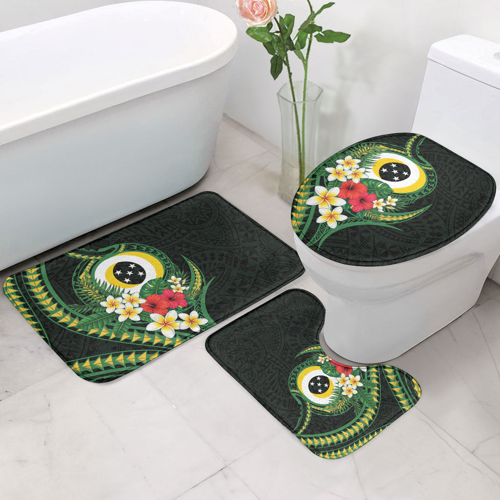 Solomon Islands Western Province Bathroom Set Polynesian Pattern With Tropical Flowers LT05 - Polynesian Pride