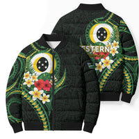Solomon Islands Western Province Bomber Puffer Jacket Polynesian Pattern With Tropical Flowers LT05 - Polynesian Pride