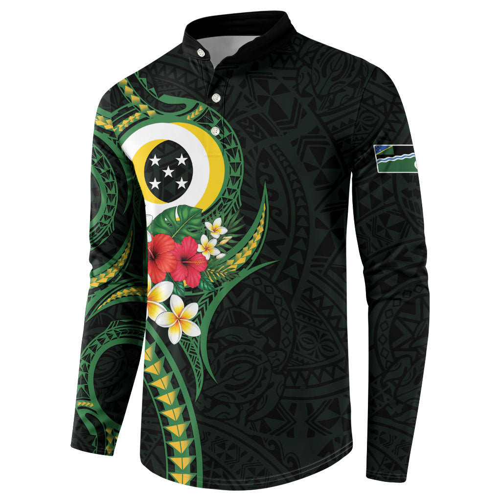 Solomon Islands Western Province Button Sweatshirt Polynesian Pattern With Tropical Flowers LT05 - Polynesian Pride