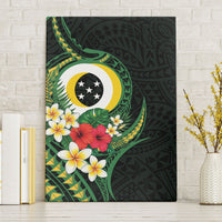 Solomon Islands Western Province Canvas Wall Art Polynesian Pattern With Tropical Flowers LT05 Without Frame Green - Polynesian Pride