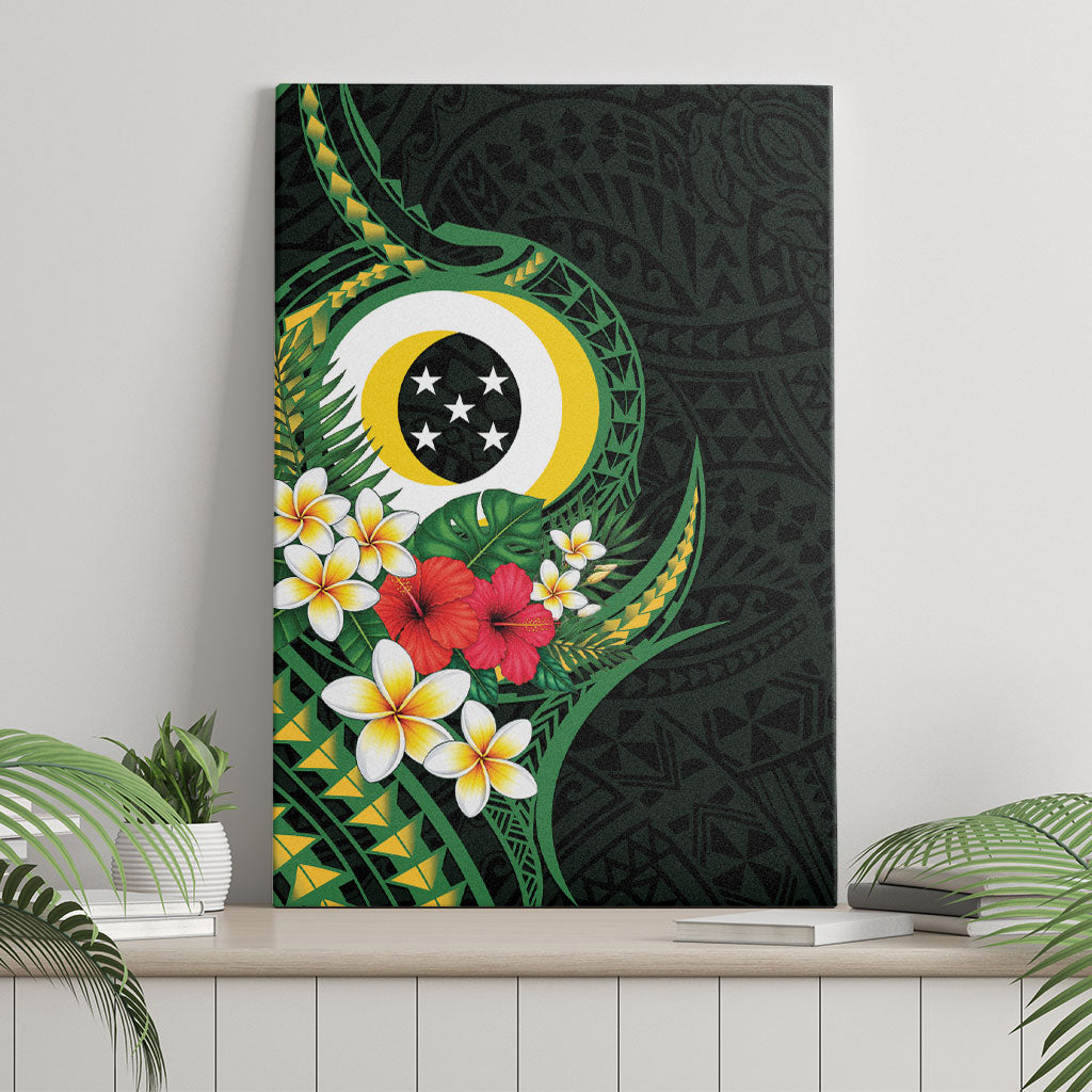 Solomon Islands Western Province Canvas Wall Art Polynesian Pattern With Tropical Flowers LT05 - Polynesian Pride