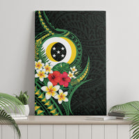 Solomon Islands Western Province Canvas Wall Art Polynesian Pattern With Tropical Flowers LT05 - Polynesian Pride