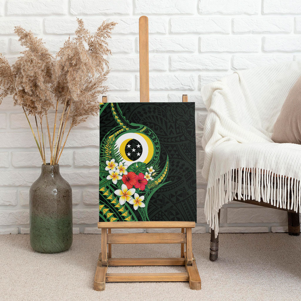 Solomon Islands Western Province Canvas Wall Art Polynesian Pattern With Tropical Flowers LT05 - Polynesian Pride