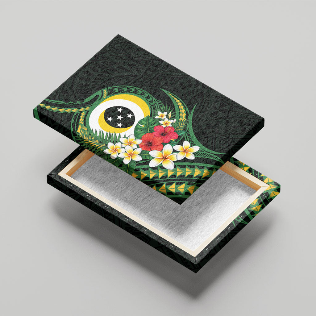 Solomon Islands Western Province Canvas Wall Art Polynesian Pattern With Tropical Flowers LT05 - Polynesian Pride