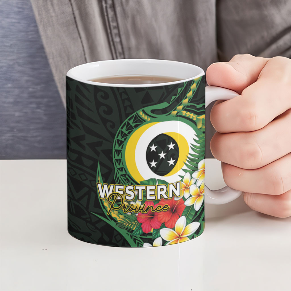 Solomon Islands Western Province Ceramic Mug Polynesian Pattern With Tropical Flowers LT05 - Polynesian Pride
