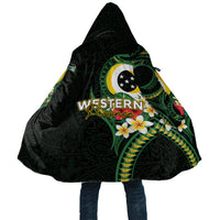 Solomon Islands Western Province Cloak Polynesian Pattern With Tropical Flowers LT05 Unisex Green - Polynesian Pride