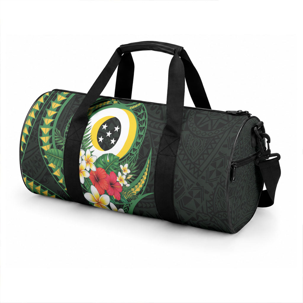 Solomon Islands Western Province Duffle Bag Polynesian Pattern With Tropical Flowers LT05 - Polynesian Pride
